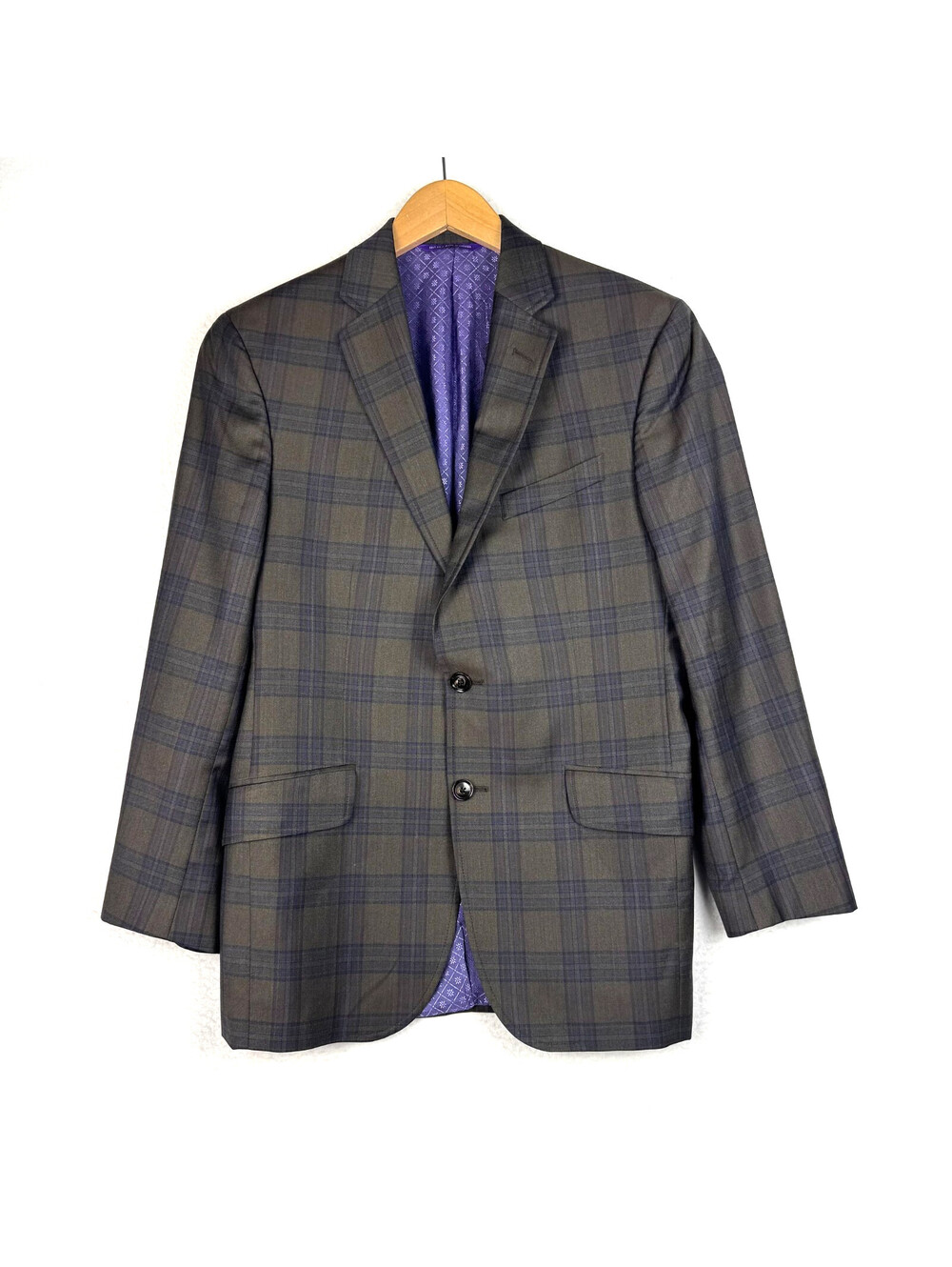 Ted Baker Endurance Brown Purple Windowpane Blazer Sport Coat Size 38 Short